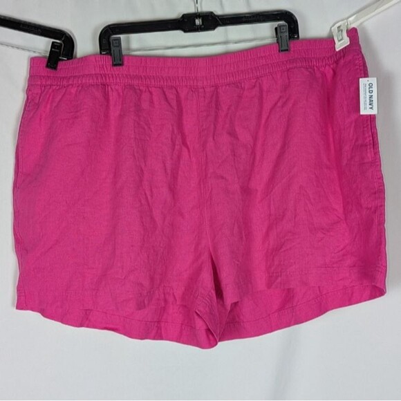 Old Navy Pants - Old Navy Shorts 3X NWT Pink Linen Blend Elastic Waist Pull On Barbiecore Plus
